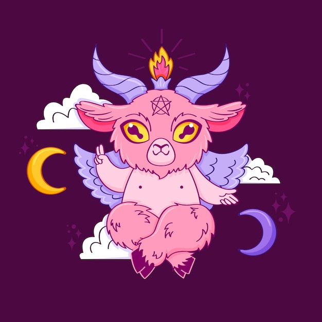 Free vector hand drawn baphomet illustration