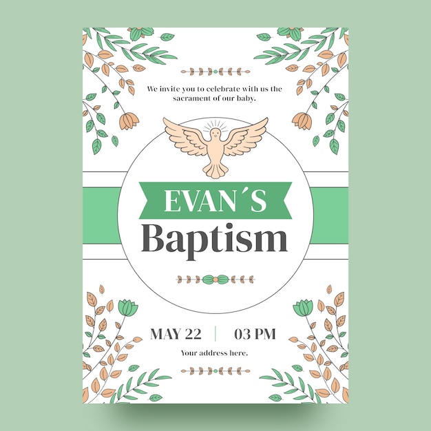 Free vector hand drawn baptism ceremony invitation