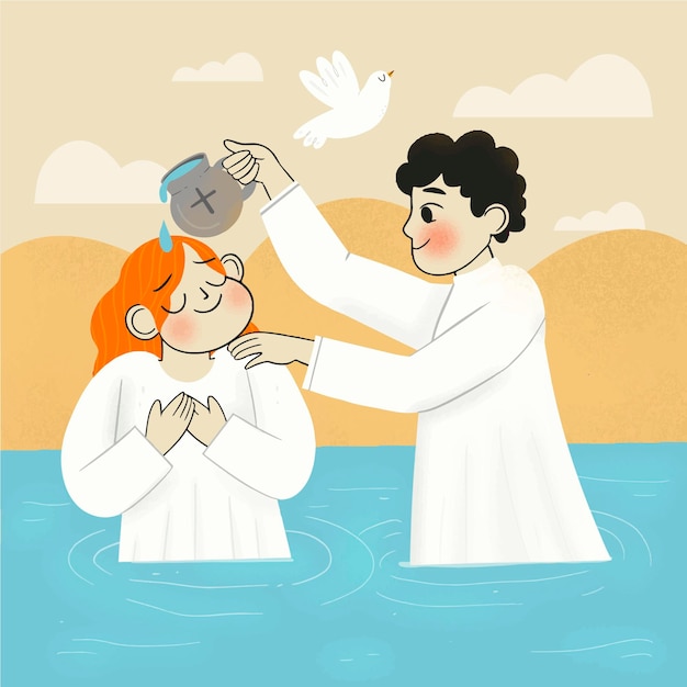 Free vector hand drawn baptism concept illustration