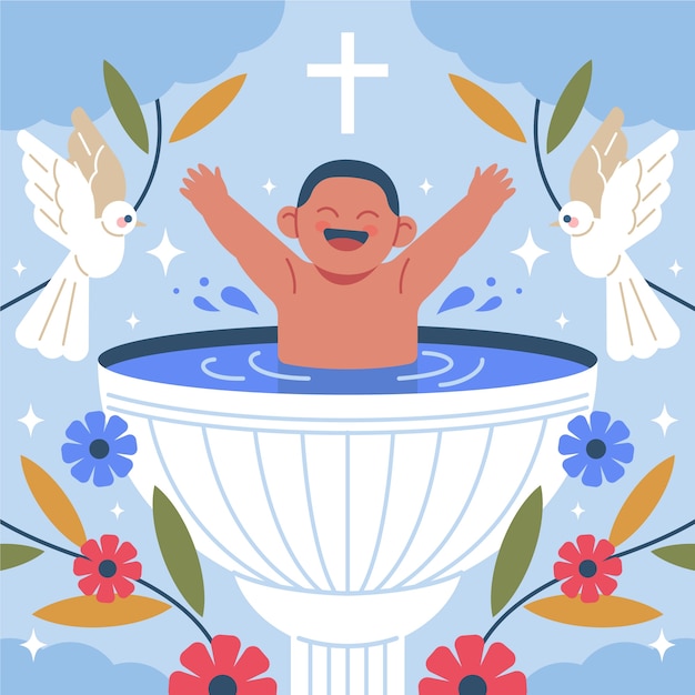 Free vector hand drawn baptism illustration