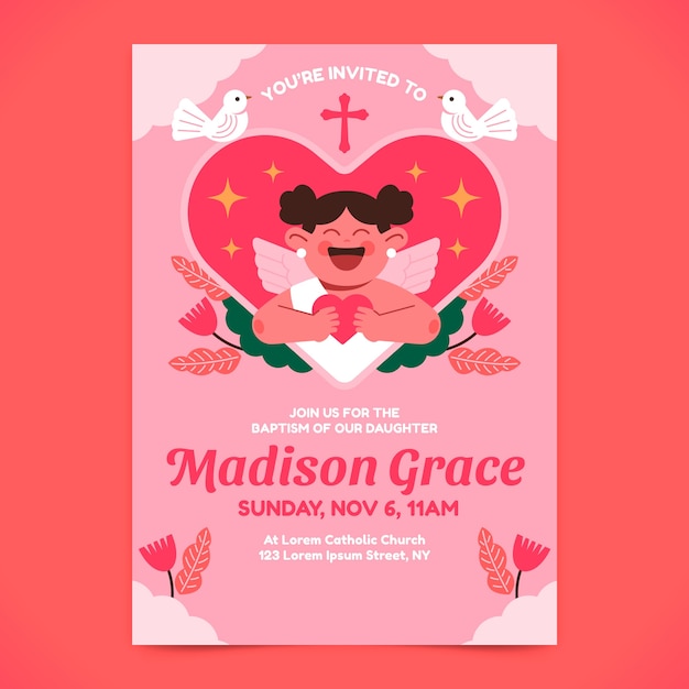 Hand drawn baptism poster template design