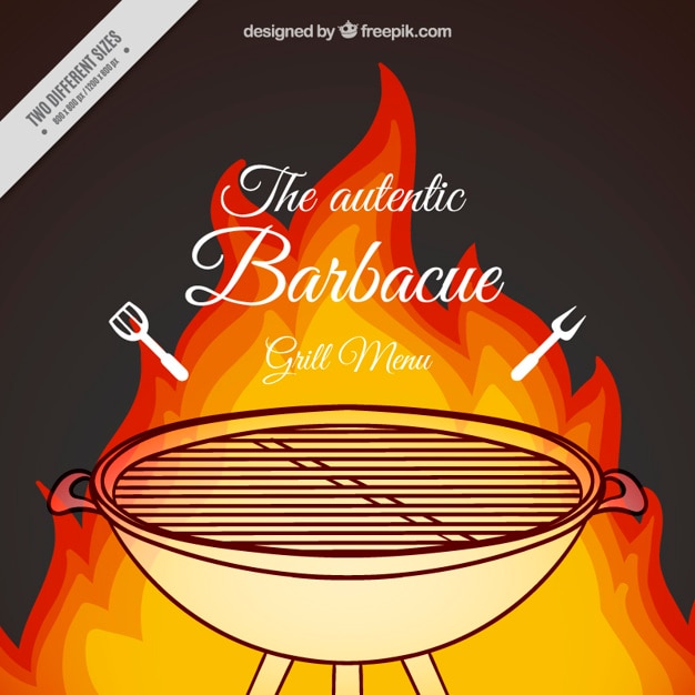 Free Vector hand drawn barbecue with fire background