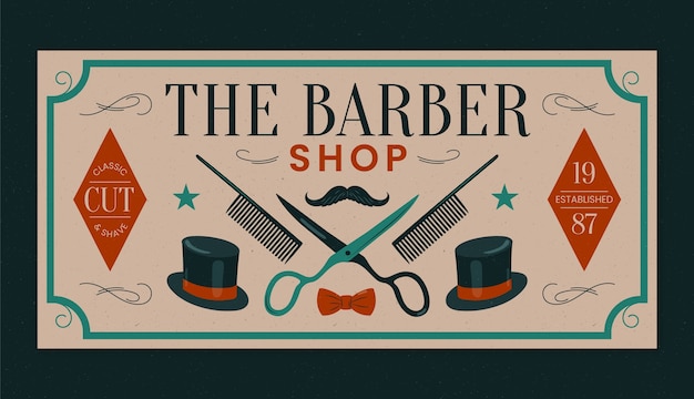 Hand drawn barbershop banner