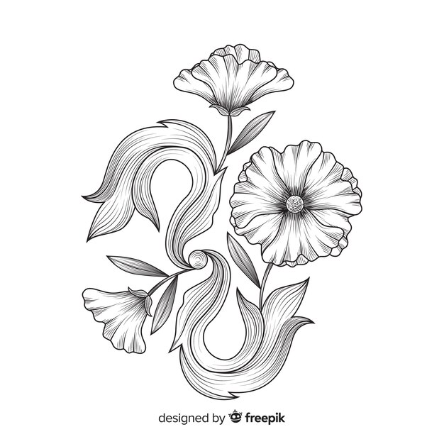 Hand drawn baroque flowers