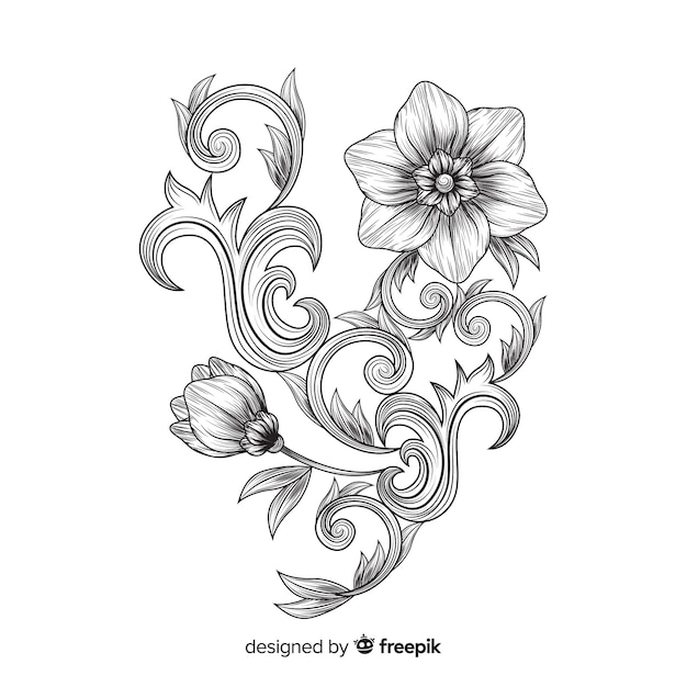 Hand drawn baroque flowers