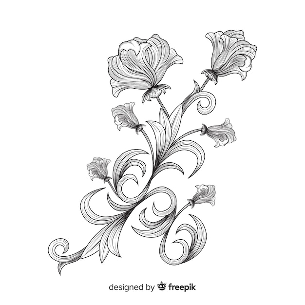 Hand drawn baroque flowers