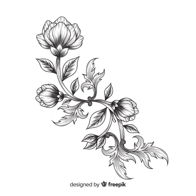 Hand drawn baroque flowers