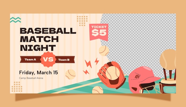 Free Vector hand drawn baseball banner template