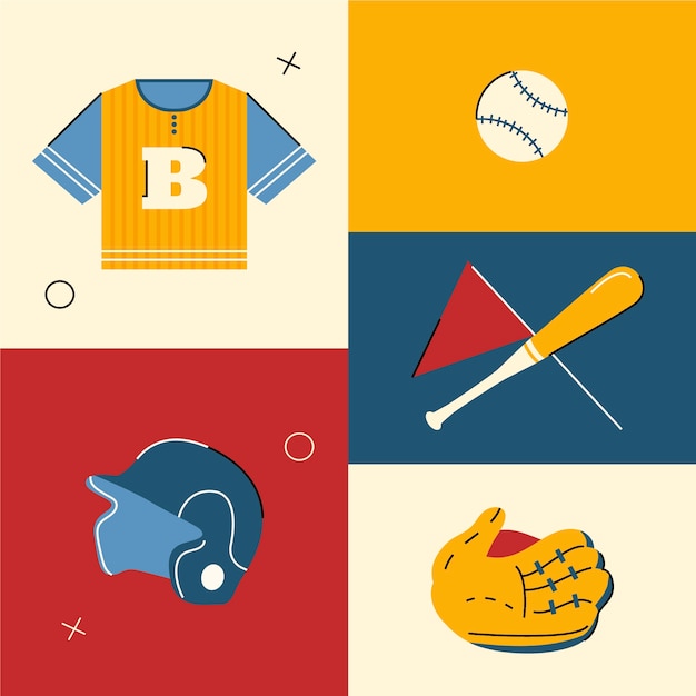 Free Vector hand drawn baseball element