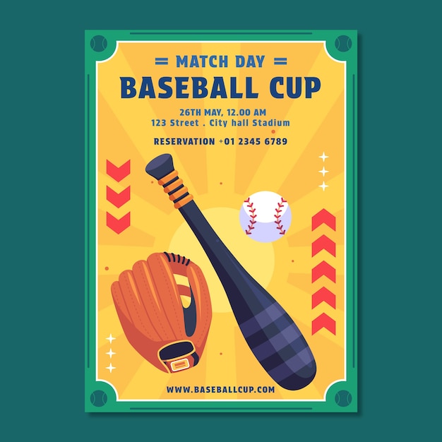 Free vector hand drawn baseball poster template