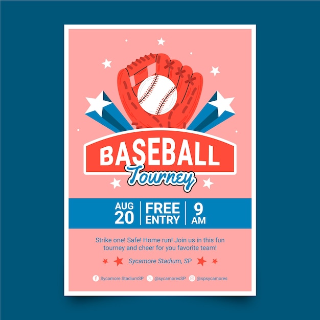 Hand drawn baseball poster template