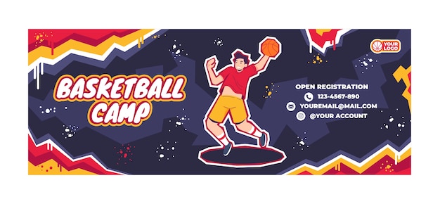 Hand drawn basketball facebook cover