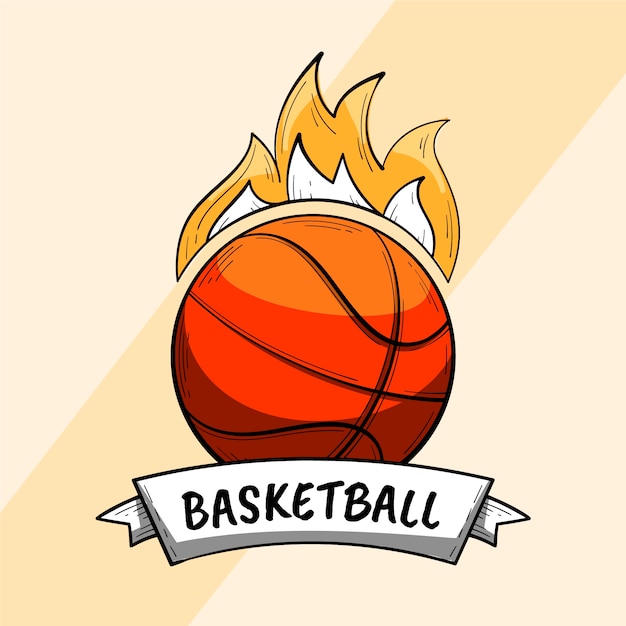 Hand drawn basketball logo template