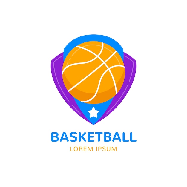 Hand drawn basketball logo template