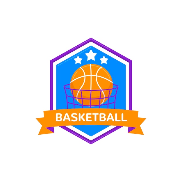 Hand drawn basketball logo template