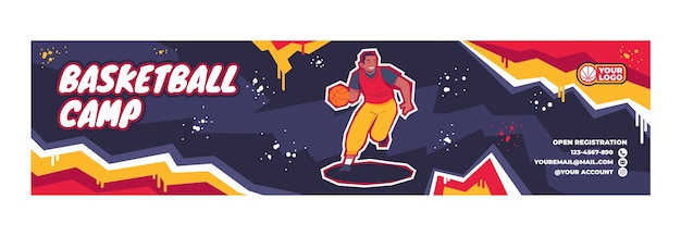 Free Vector hand drawn basketball twitch banner