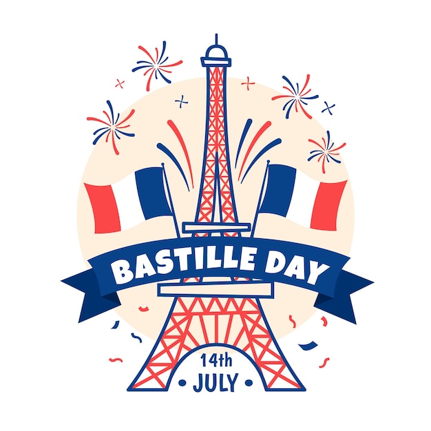 Free Vector hand drawn bastille day concept