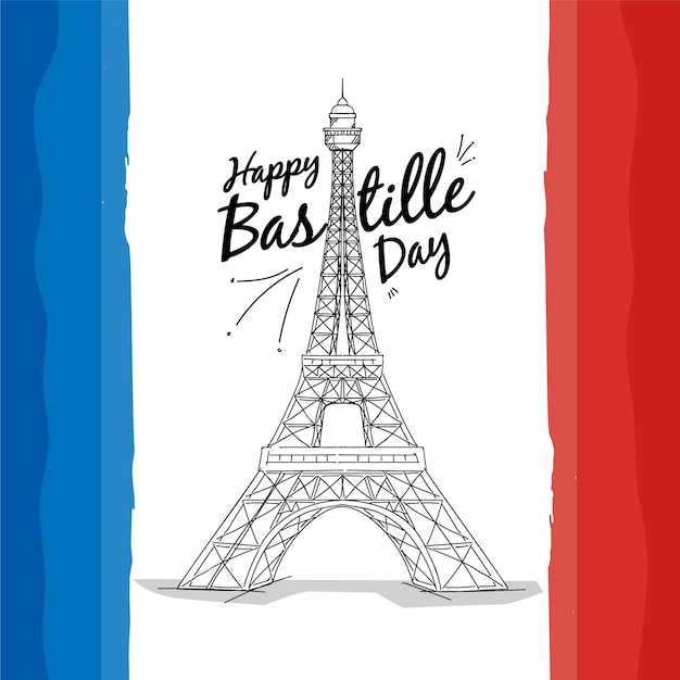 Hand drawn bastille day concept