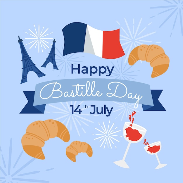 Free Vector hand drawn bastille day illustration