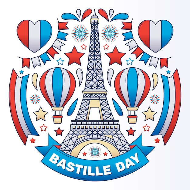 Free Vector hand drawn bastille day illustration