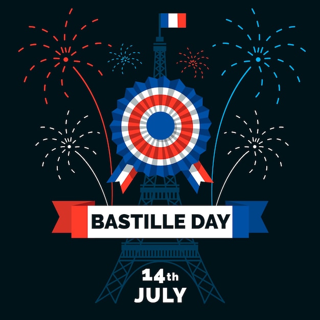 Hand drawn bastille day with text