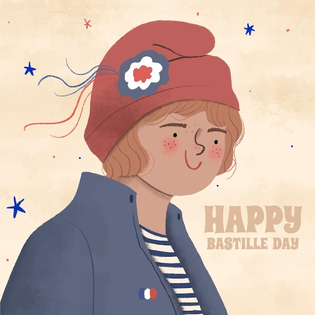 Free Vector hand drawn bastille day