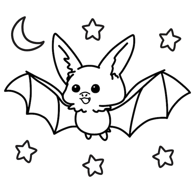 Hand drawn bat outline illustration