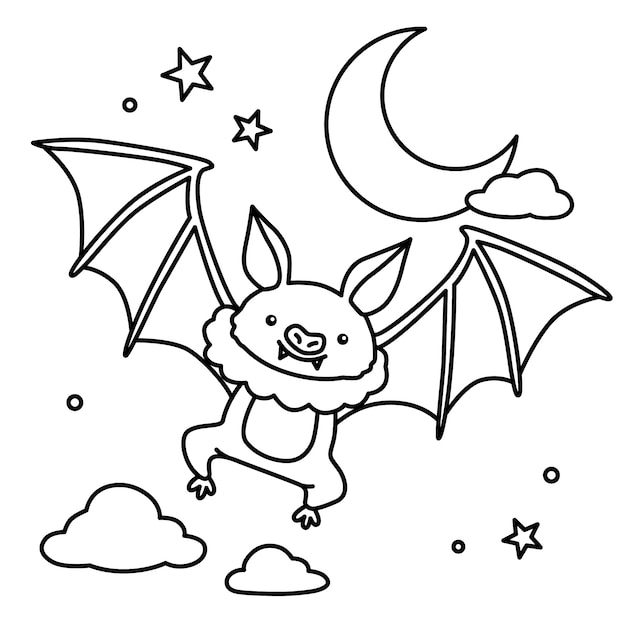 Hand drawn bat outline illustration