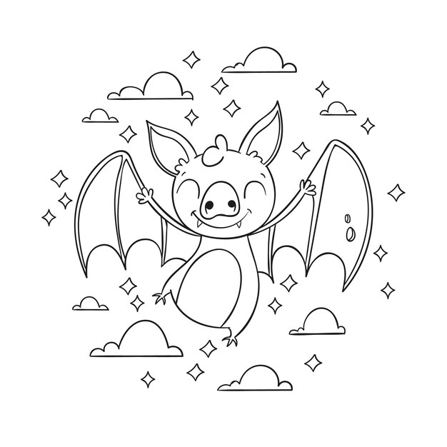 Hand drawn bat outline illustration