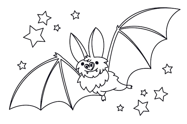 Hand drawn bat outline illustration