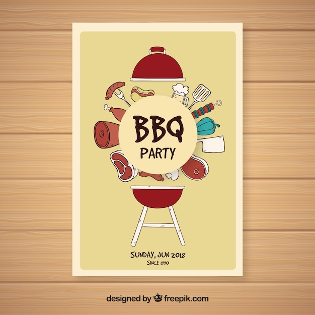 Free Vector hand drawn bbq party poster