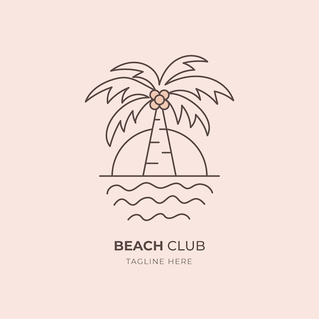 Hand drawn beach club logo design