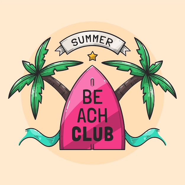 Free vector hand drawn beach club logo design