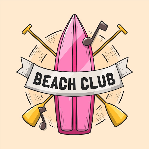 Free Vector hand drawn beach club logo design