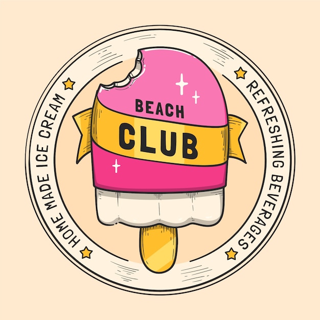 Free Vector hand drawn beach club logo design