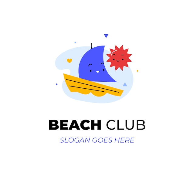 Hand drawn beach club logo design