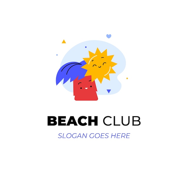 Hand drawn beach club logo design