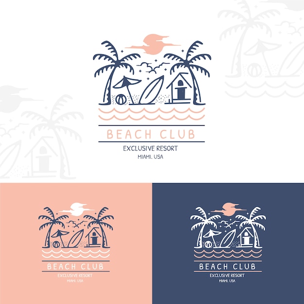 Free Vector hand drawn beach club logo design