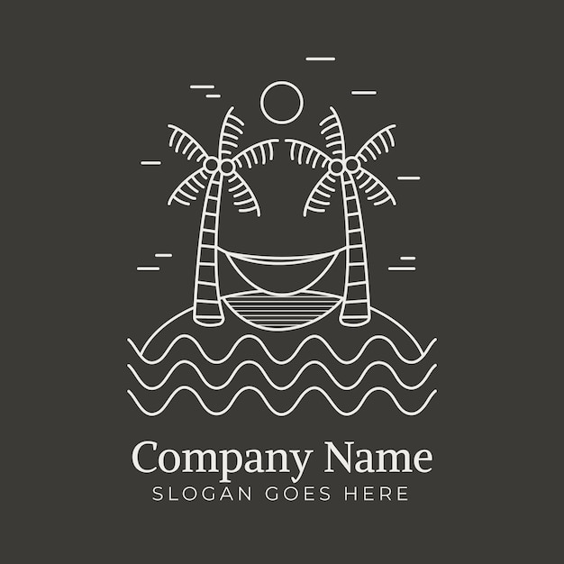 Hand drawn beach logo design