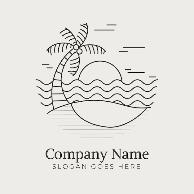 Hand drawn beach logo design