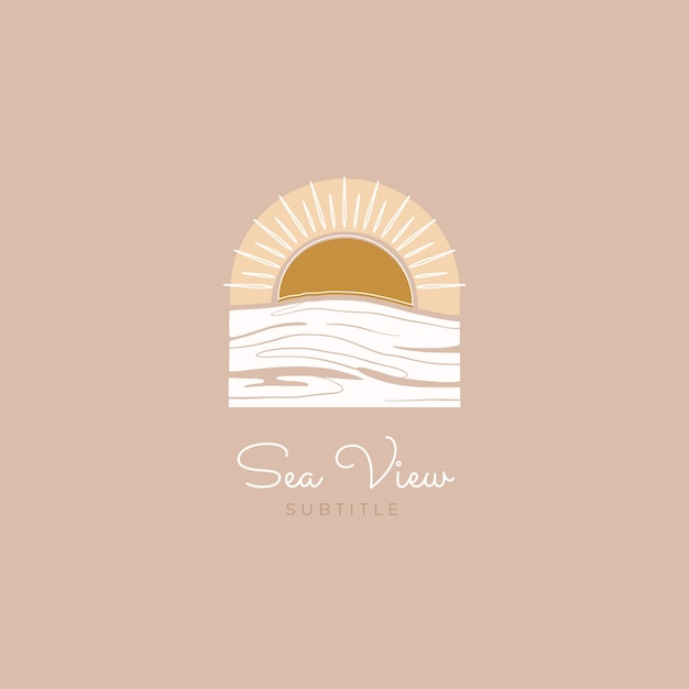 Hand drawn beach logo design