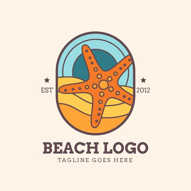 Hand drawn beach logo design