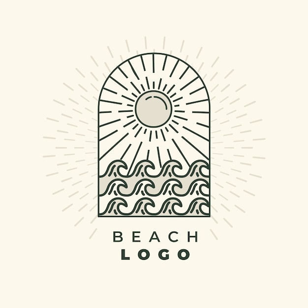 Hand drawn beach logo template