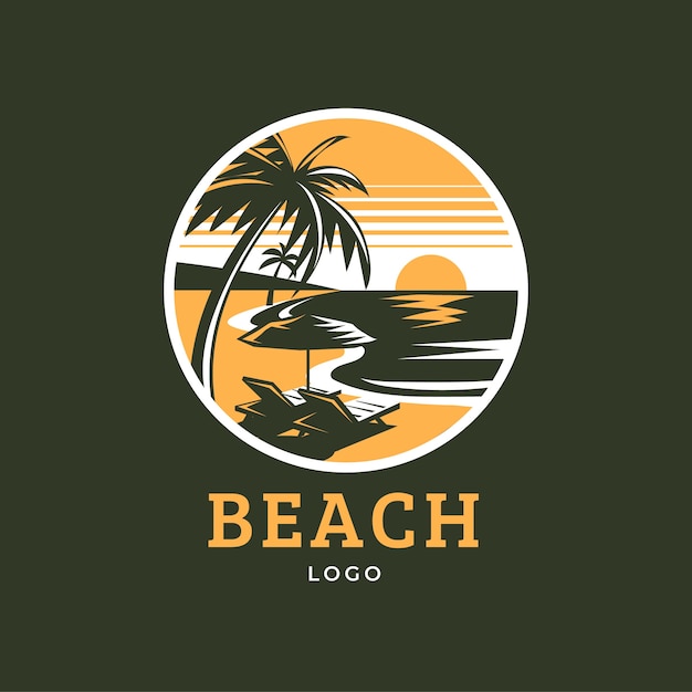 Hand drawn beach logo template