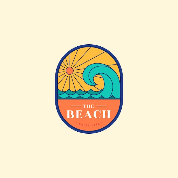 Hand drawn beach logo template