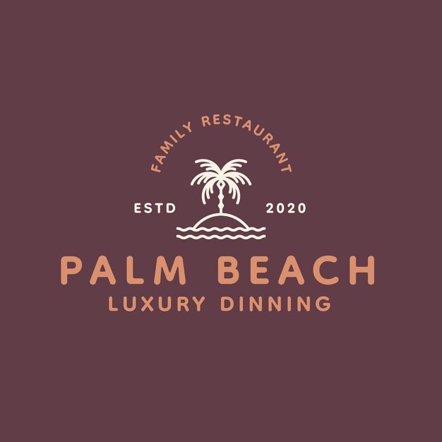 Hand drawn beach logo template