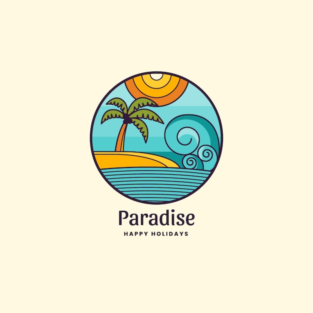 Hand drawn beach logo template