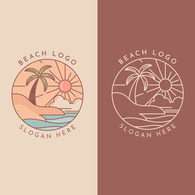 Hand drawn beach logo template