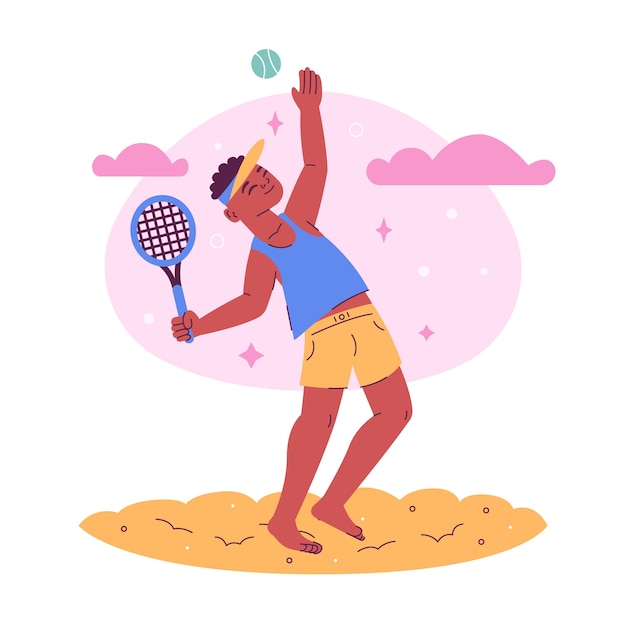 Hand drawn beach tennis illustration