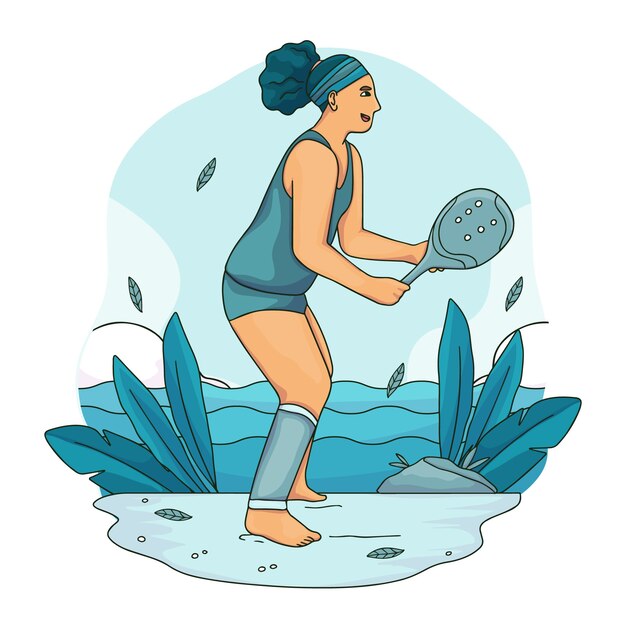 Hand drawn beach tennis illustration